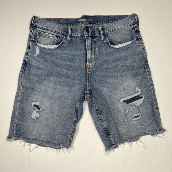 Old Navy Other - Old Navy Denim Shorts Mens Size 34 Blue Slim Built In Flex Light Wash Distressed